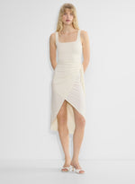 Squareneck Wrap Midi Dress