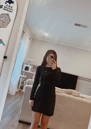 Long-Sleeve Draped Mini Dress