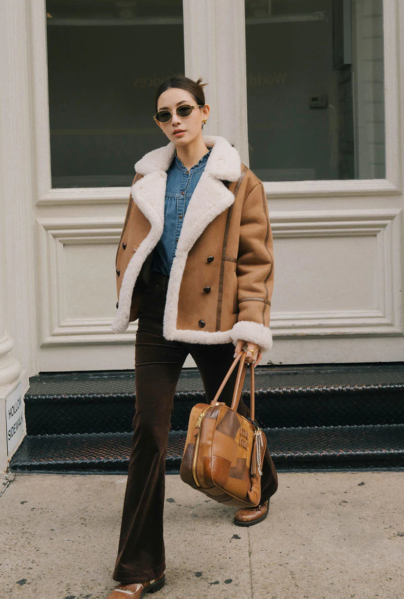 Callen Suede and Fur Faux Shearling Coat