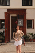 Linen Blend Wrap Skort
