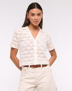 Short-Sleeve Crochet-Style Polo