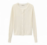 Lace-trimmed Linen Knit Cardigan