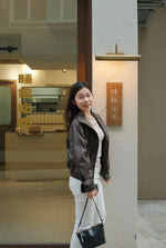 Ashley Oversized Faux Leather Jacket - Dark Umber