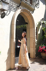 Bembe Beige Tie-Strap Tiered Maxi Dress