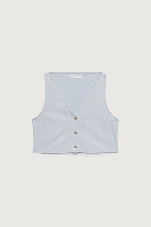 Textured Button Front Tank