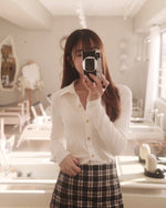 Brushed Ribbed Button Top