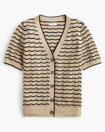 Short-sleeve pointelle V-neck cardigan sweater