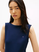 Slim Fit Rib-Knit Boatneck Tank Top