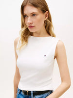 Slim Fit Rib-Knit Boatneck Tank Top