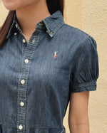 Girls Belted Indigo Denim Shirtdress