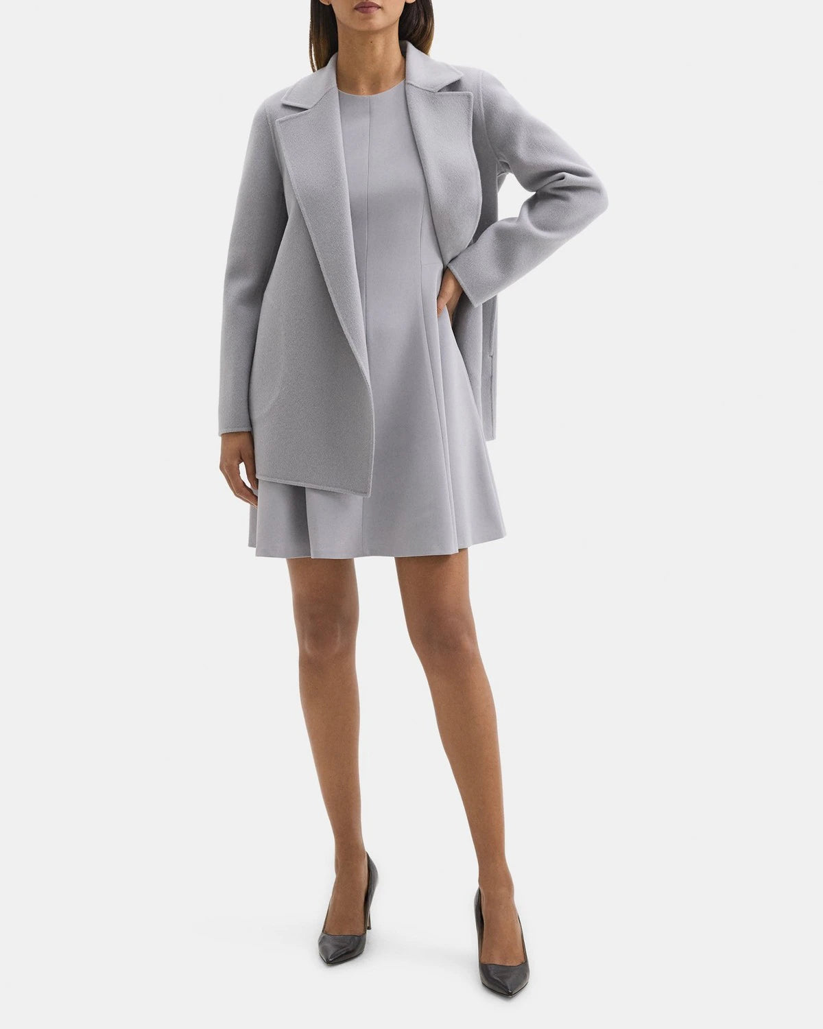 Double Faced Wool-Cashmere Open Front Short Coat