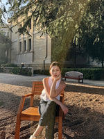 Linen Blend V Neck Top