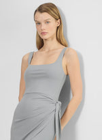 Squareneck Wrap Midi Dress