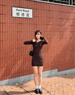 Off-The-Shoulder Hardware Sweater Dress