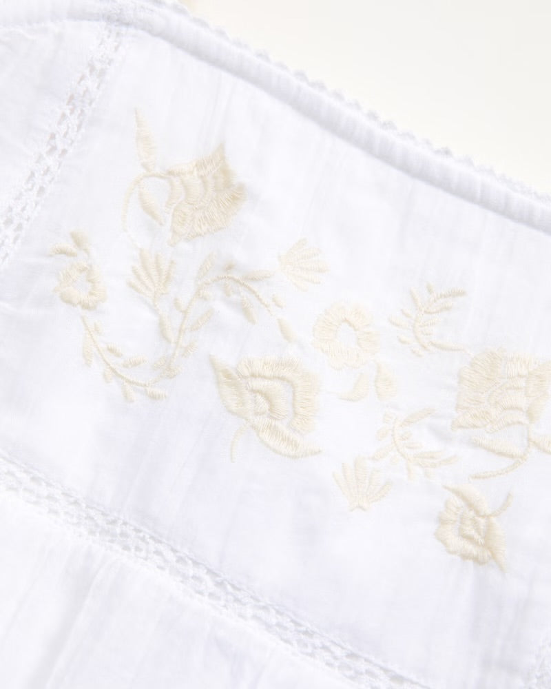 Lace-Trim Embroidered Top