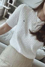 Short Sleeve Cable Knit Sweater