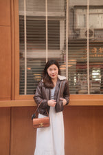 Girls Faux- Fur Collar Vegan Leather jacket