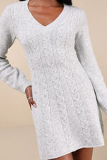 Cable Knit Long Sleeve Sweater Mini Dress