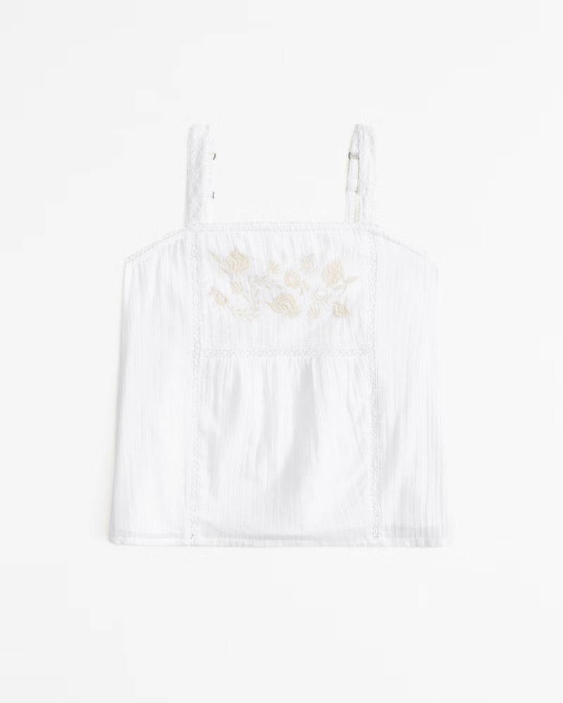 Lace-Trim Embroidered Top