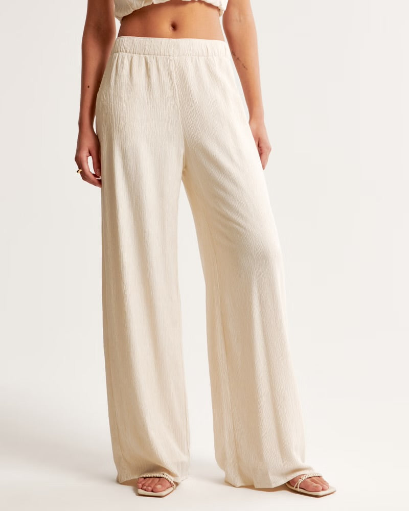 Crinkle Textured Pull-On Pant