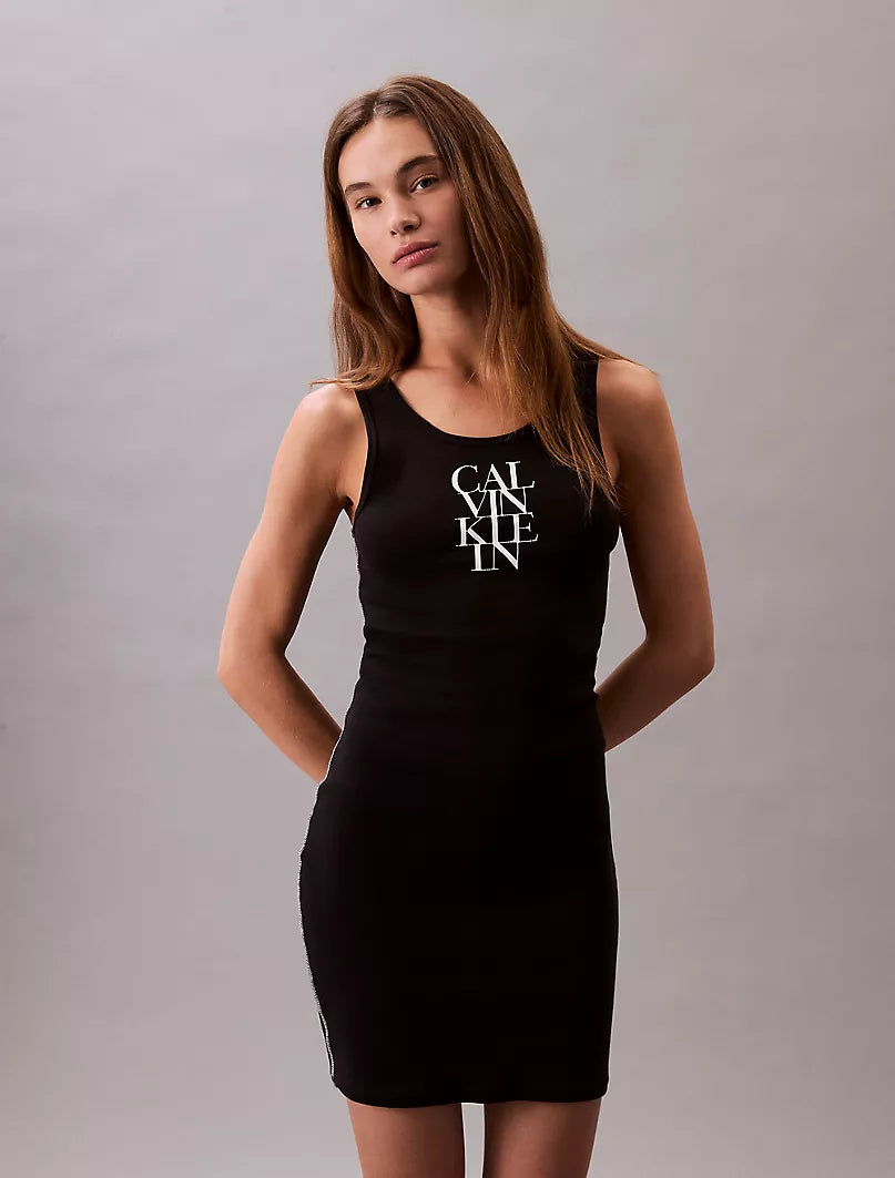 Cotton Rib Logo Graphic Tank Dress
