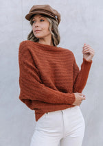 Fuzzy Ribbed Boatneck Sweater