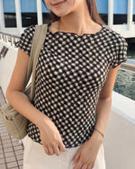 Gingham Print Ruffle-Edge Top