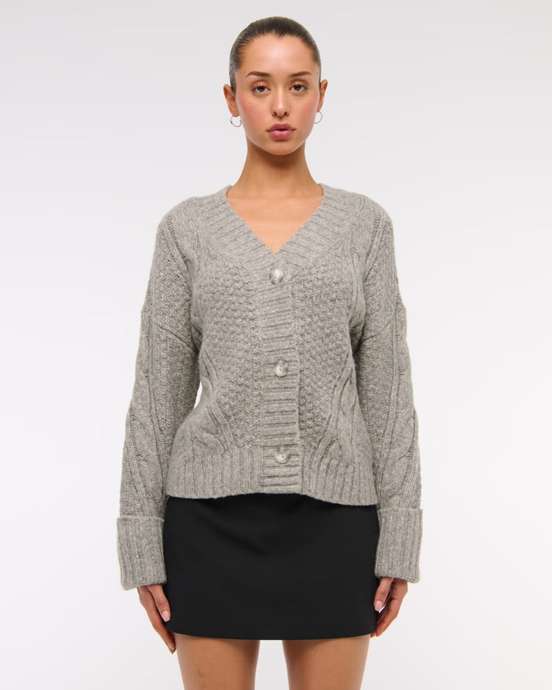 Seed-Stitch Cable Cardigan