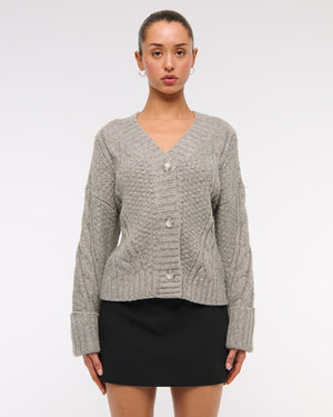 Seed-Stitch Cable Cardigan