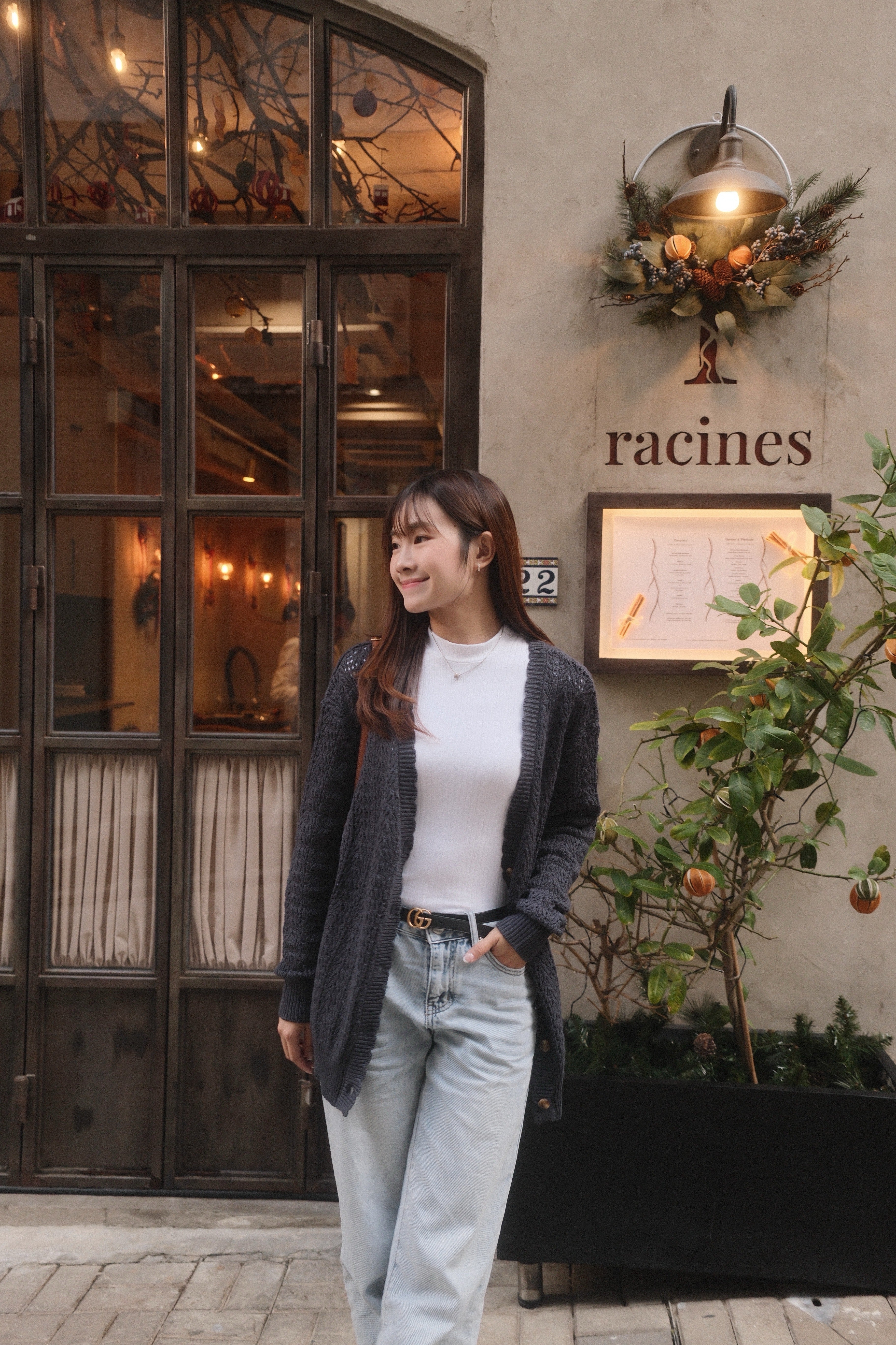 Scalloped V Neck Open Knit Cardigan