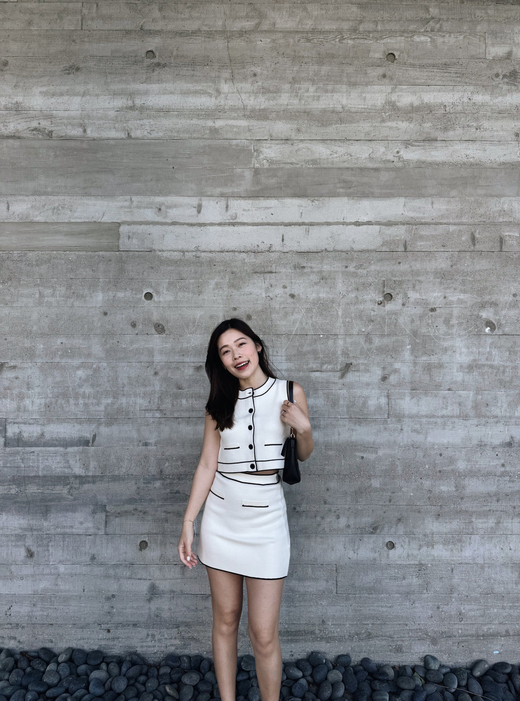 Button Up Sweater Vest+Skirt Set