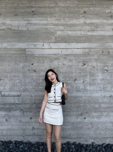 Button Up Sweater Vest+Skirt Set
