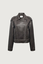 Cropped Vegan Leather Moto Jacket