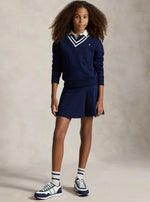 Girls Striped Fleece V-Neck Sweatshirt
