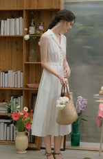 Sleeveless Collared Pleated Dress