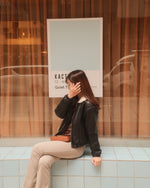 Girls Faux- Fur Collar Vegan Leather jacket