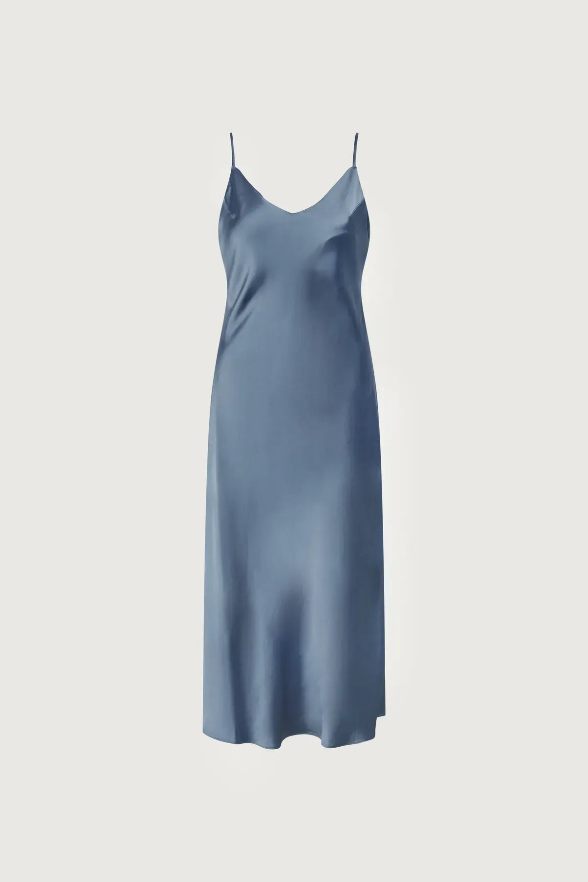 Satin V - Neck Slip Midi Dress