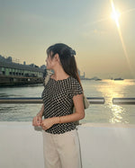 Gingham Print Ruffle-Edge Top
