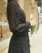 Long-Sleeve Plunge Wrap Mini Dress