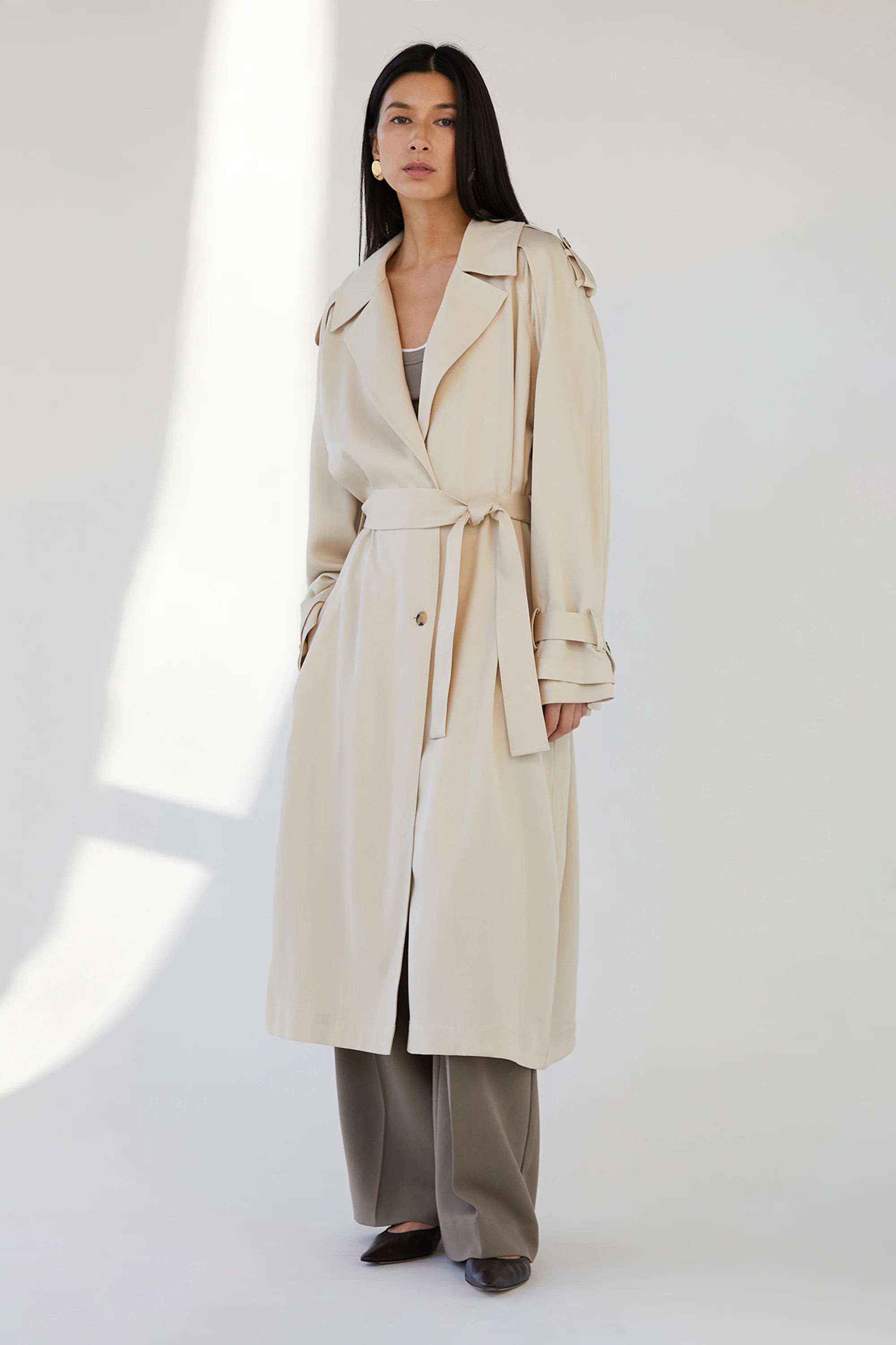 Flowy Tencel Trench Coat