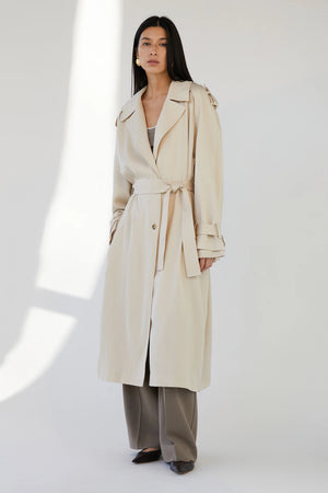 Flowy Tencel Trench Coat