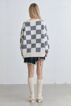 Checked Crewneck Sweater