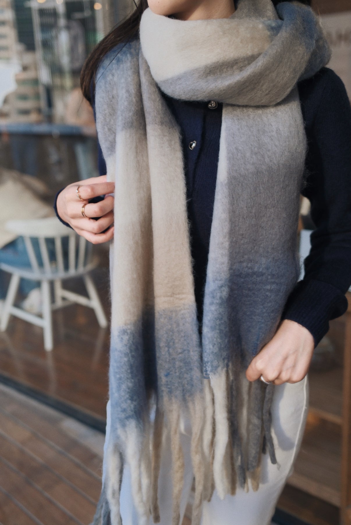 Patterned Scarf with Tassels