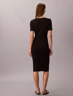 Cotton Rib Button-Down Dress