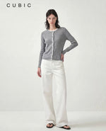 Lace-trimmed Linen Knit Cardigan