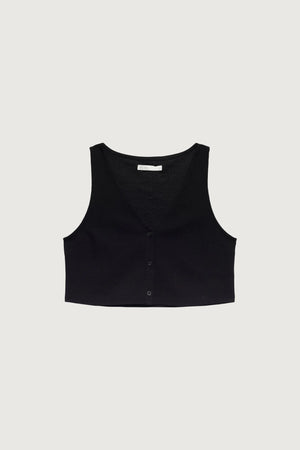 Textured Button Front Tank