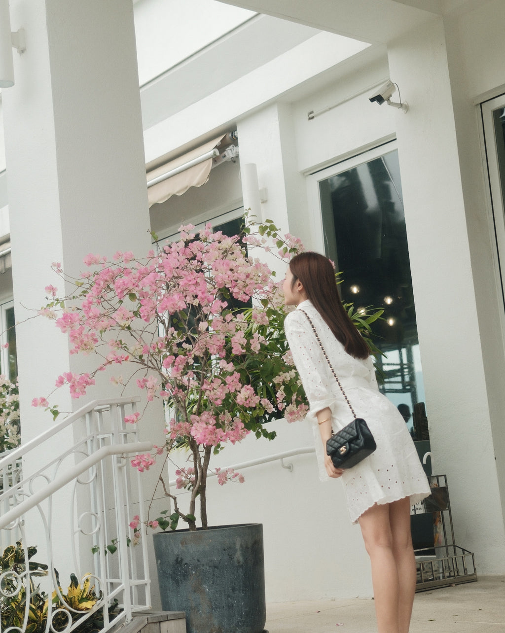 Embroidered Eyelet Mini Shirt Dress
