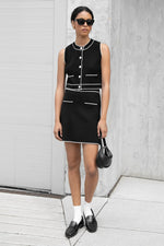 Button Up Sweater Vest+Skirt Set