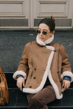 Callen Suede and Fur Faux Shearling Coat