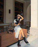 Polka Ruffle Asymmetrical Skirt